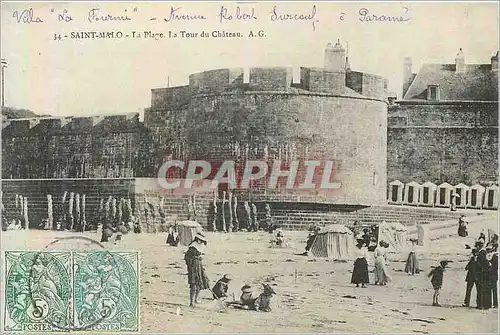 Ansichtskarte AK Saint Malo La Plage La Tour du Chateau