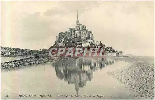 Cartes postales Mont Saint Michel Cote Sud Vue prise a L'Est de la Digue