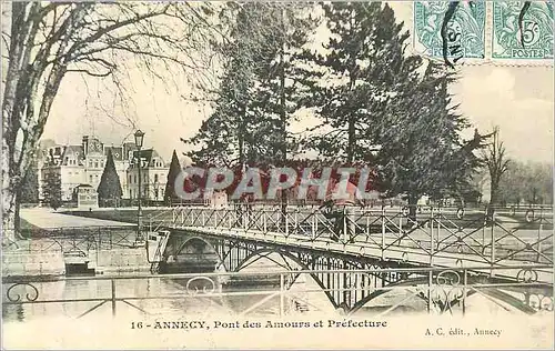 Cartes postales Annecy Pont des Amours et Prefecture