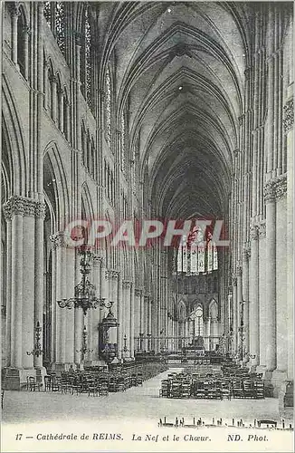 Cartes postales Cathedrale de Reims La Nef et le Choeur