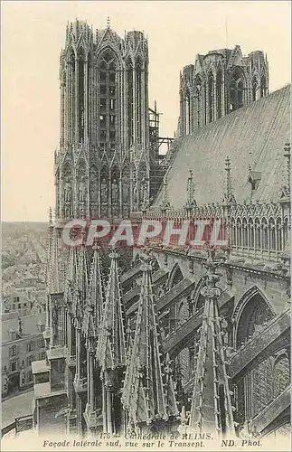 Cartes postales Cathedrale de Reims Facade Laterale sud vue sur le Transept