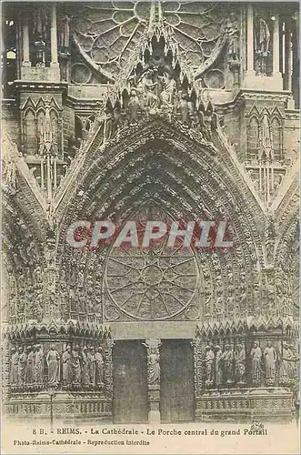 Cartes postales Reims La Cathedrale Le Porche Central du Grand Portail