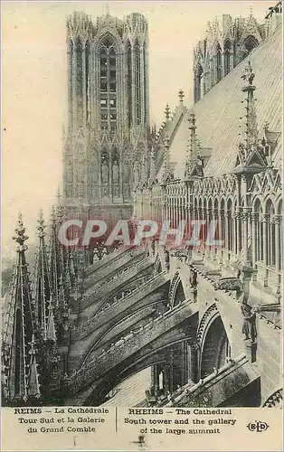 Cartes postales Reims La Cathedrale Tour Sud et la Galerie du Grand Comble