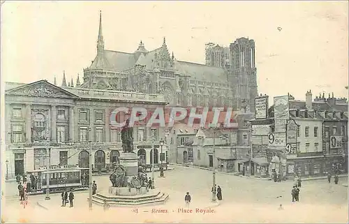 Ansichtskarte AK Reims Place Royale Tramway