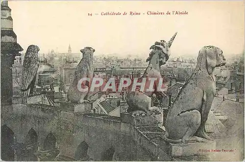 Cartes postales Cathedrale de Reims Chimeres de l'Abside