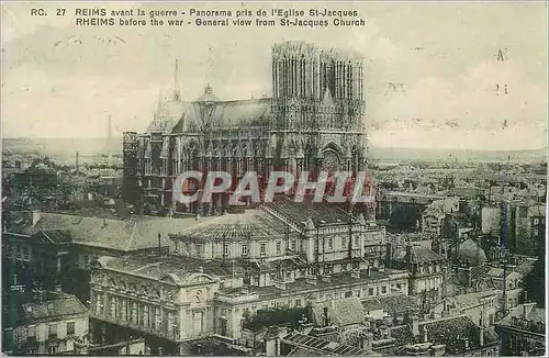 Ansichtskarte AK Reims avant la Guerre Panorama pris de l'Eglise St Jacques