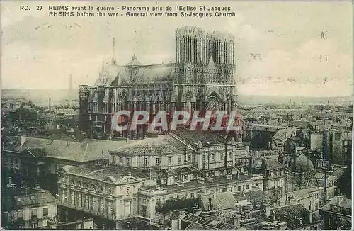 Cartes postales Reims avant la Guerre Panorama pris de l'Eglise St Jacques