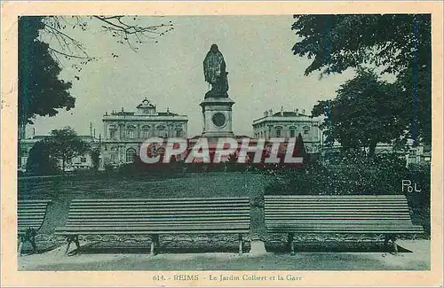 Cartes postales Reims Le Jardin Colbert et la Gare