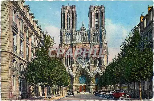 Cartes postales moderne Reims La Cathedrale de Reims et la Rue John Rockefeller