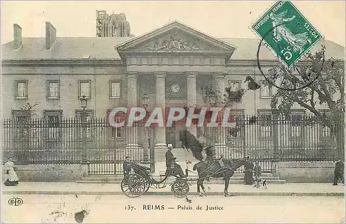 Ansichtskarte AK Reims Palais de Justice Caleche