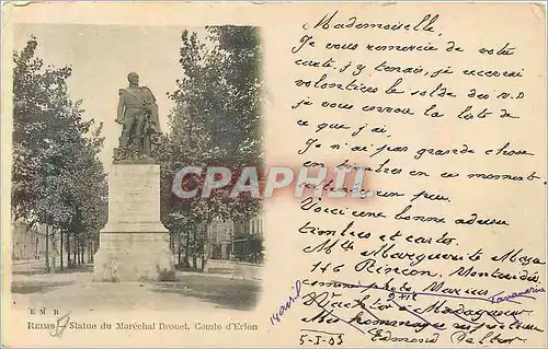 Cartes postales Reims Statue du Marechal Drouet Comte d'Erlon (carte 1900)