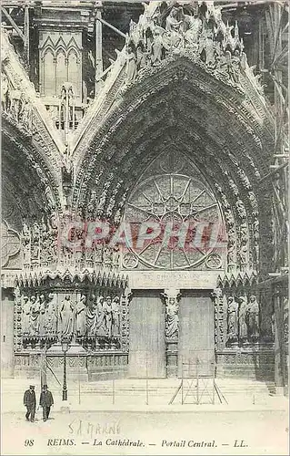 Cartes postales Reims La Cathedrale Portail Central