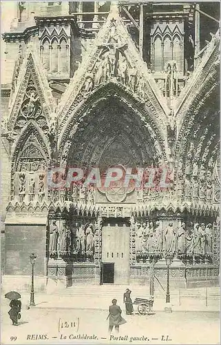 Ansichtskarte AK Reims La Cathedrale Portail Gauche