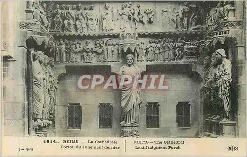 Ansichtskarte AK Reims La Cathedrale Portail du Jugement Dernier