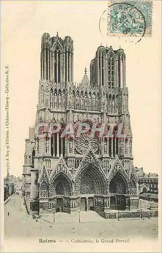 Ansichtskarte AK Reims La Cathedrale LE Grand Portail