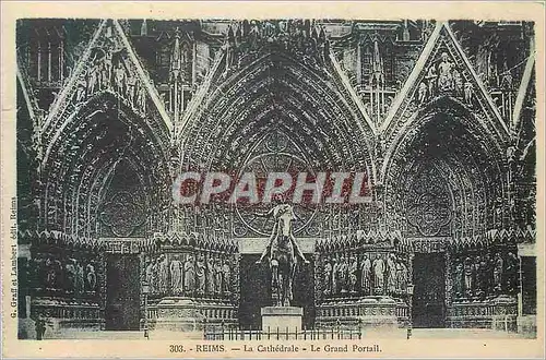 Ansichtskarte AK Reims La Cathedrale Le Grand Portail