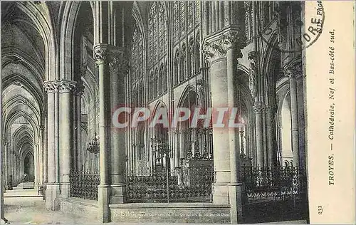 Cartes postales 231 troyes cathedrale nef et bas cote sud