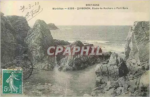Cartes postales Bretagne morbihan 6205 quiberon etude de rochers a port bara