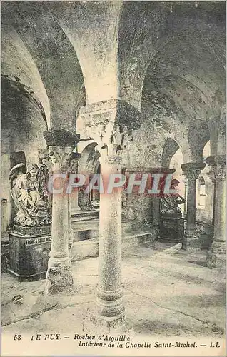 Cartes postales 58 le puy rocher d aiguille interieur de la chapelle saint michel