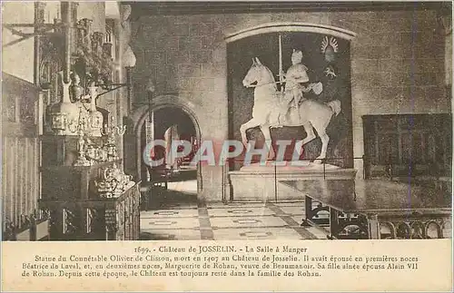 Cartes postales 1699 chateau de josselin la salle a manger Statue du connetable Olivier de Clisson