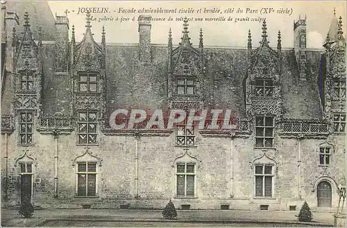 Cartes postales 4 josselin facade admirablement ciselee et brodee cote du parc (xv siecle)