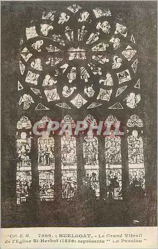 Cartes postales 7069 huelgoat le grand vitrail de l eglise st herbot (1556) represente la passion