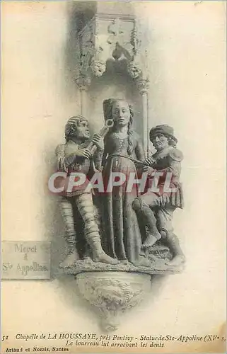 Cartes postales 51 chapelle de la houssaye pres pontivy statue de ste appoline (xv s)