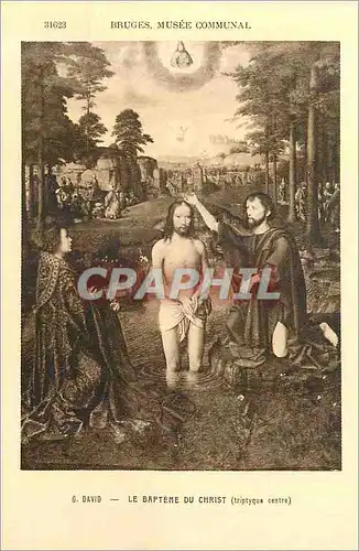 Cartes postales 31623 bruges musee communal 6 david le bapteme du christ (triptyque centre)