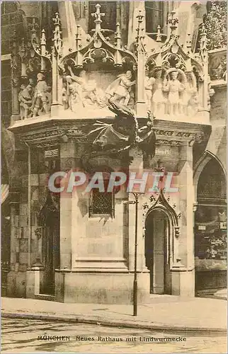 Ansichtskarte AK Munchen neues rathaus mit lindwurmecke