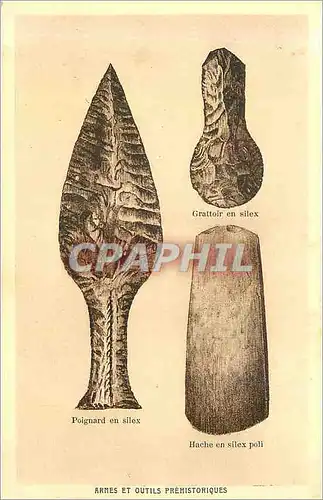 Ansichtskarte AK Armes et outils prehitoriques Prehistoire