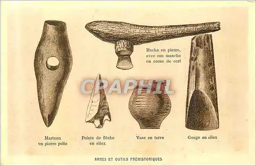 Ansichtskarte AK Armes et outils prehistoriques Marteau en pierre polie Prehistoire