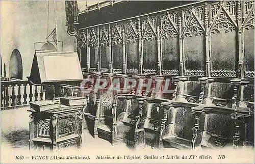 Cartes postales 1020 vence (alpes maritimes) interieur de l eglise stalles et lutrin du xv siecle