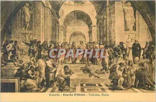 Cartes postales Raffaelo scuola d atene vaticano roma