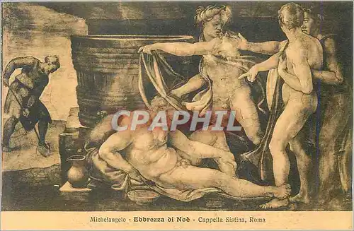 Cartes postales Michelangelo ebbrezza di noe capella sistina roma