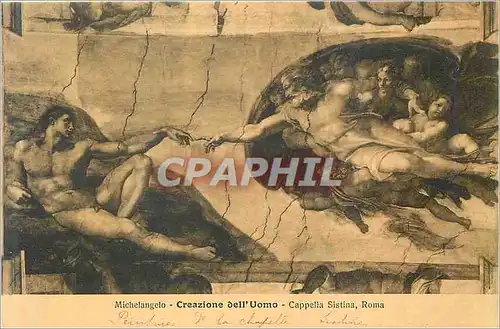 Ansichtskarte AK Michelangelo creazione dell uomo capella sistina roma