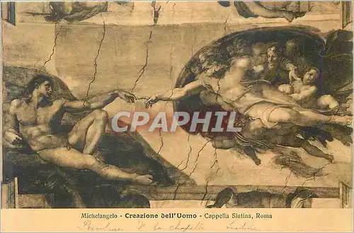 Cartes postales Michelangelo creazione dell uomo capella sistina roma