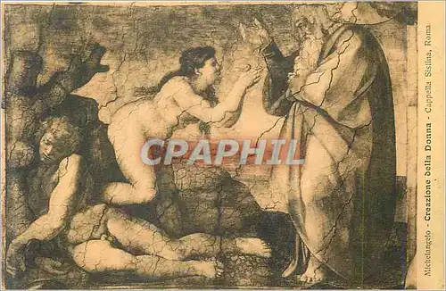 Ansichtskarte AK Michelangelo creazione della donna capella sistina roma