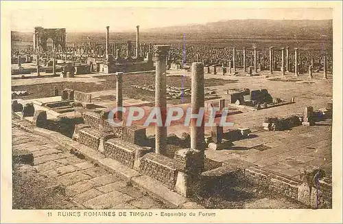 Cartes postales 11 ruines romaines de timgad ensemble du forum