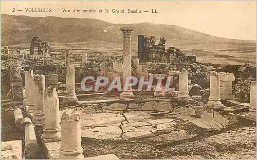 Ansichtskarte AK 2 volubilis vue d ensemble et le grand bassin