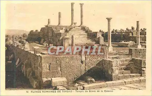 Cartes postales 16 ruines romaines de timgad temple du genie de la colonie
