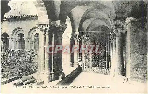 Cartes postales 21 le puy grille de fer forge du cloitre de la cathedrale