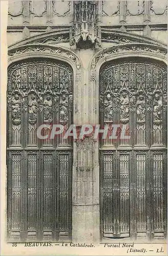 Cartes postales 36 beauvais la cathedrale portail nord (detail)