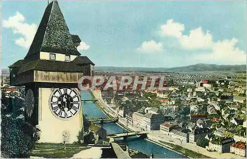 Cartes postales moderne Graz steiemark uhrlurm am schlobberg
