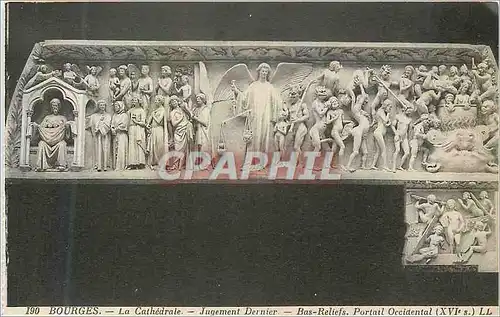 Cartes postales 190 bourges la cathedrale jugement dernier bas reliefs portail occidental (xvi s)