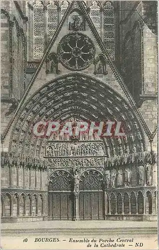 Cartes postales 10 bourges ensemble du porche centrale de la cathedrale