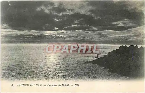 Ansichtskarte AK 4 pointe du raz coucher de soleil