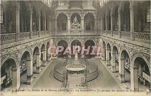 Cartes postales 157 lyon le palais de la bourse (interieur) la corbeille le groupe des heures de bonnassieux