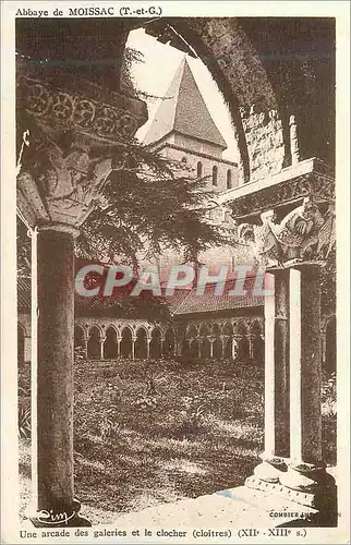 Cartes postales Abbaye de moissac (t et g) une arcade des galeries et le clocher (cloitre) (xii xiii s)