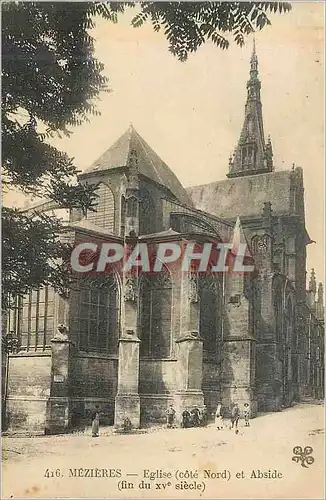 Cartes postales 416 mezieres eglise (cote nord) et abside (fin du xv siecle)