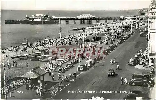 Cartes postales moderne 709 the beach and west pier brighton